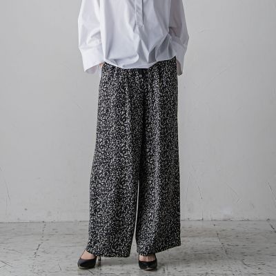 【大きいサイズ】ジャガードワイドパンツ≪手洗い可能≫
