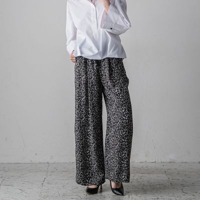 【大きいサイズ】ジャガードワイドパンツ≪手洗い可能≫