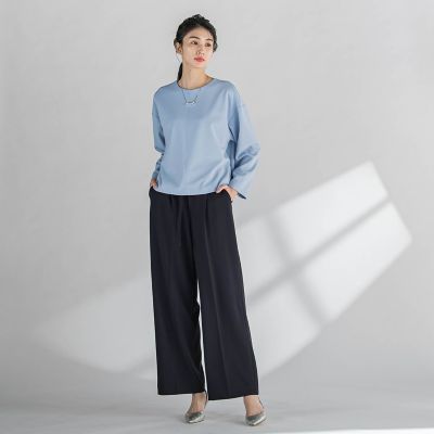 【大きいサイズ】パーフェクトジャージワイドパンツ≪洗濯機で洗える≫