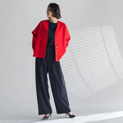 【大きいサイズ】パーフェクトジャージワイドパンツ≪洗濯機で洗える≫