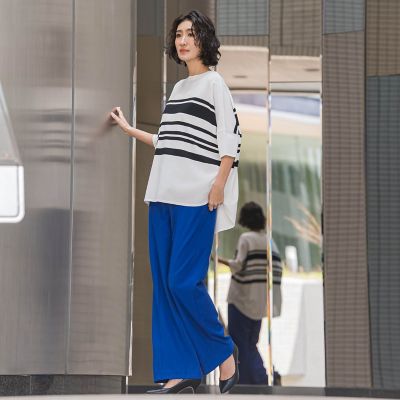 【ＷＥＢ限定／大きいサイズ】シェルタリングワイドパンツ≪洗濯機で洗える≫