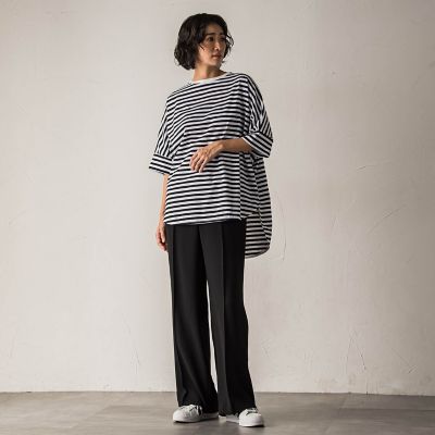 【大きいサイズ】”シワレス”ワイドパンツ≪洗濯機で洗える≫