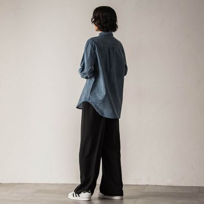 【大きいサイズ】”シワレス”ワイドパンツ≪洗濯機で洗える≫