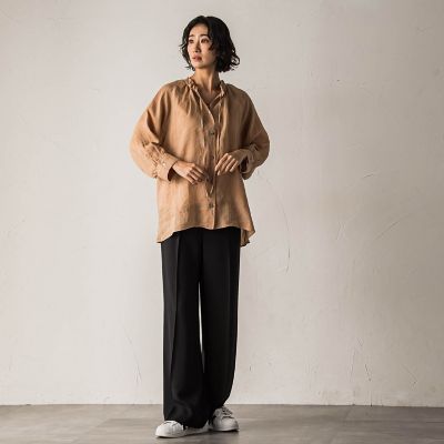 【大きいサイズ】”シワレス”ワイドパンツ≪洗濯機で洗える≫