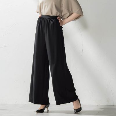 【大きいサイズ】キレリワイドパンツ≪洗濯機で洗える≫