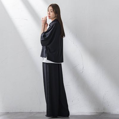 【大きいサイズ】キレリワイドパンツ≪洗濯機で洗える≫