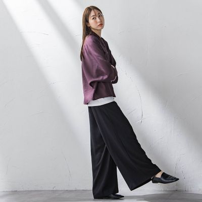 【大きいサイズ】キレリワイドパンツ≪洗濯機で洗える≫