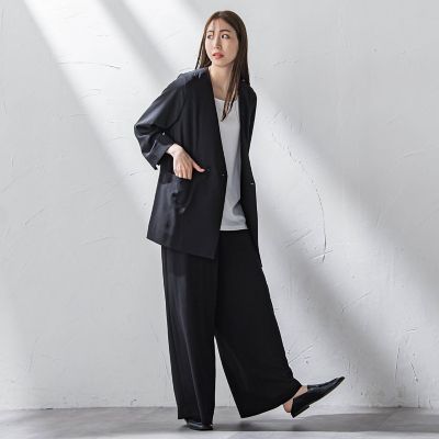 【大きいサイズ】キレリワイドパンツ≪洗濯機で洗える≫
