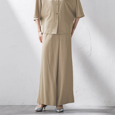 【大きいサイズ】キレリワイドパンツ≪洗濯機で洗える≫