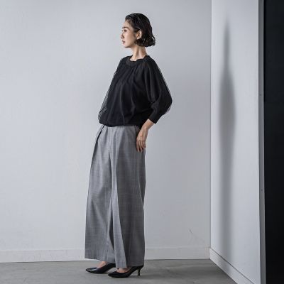 ☆かずたまん☆エディフィス　ウールカシミヤグレンチェックワイドパンツ ☆かずたまん☆エディフィス ウールカシミヤグレンチェック