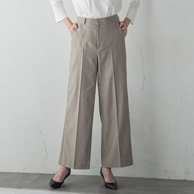 ＜la.f...（Women/大きいサイズ）＞【大きいサイズ】キラメキストレッチワイドパンツ≪洗濯機で洗える≫