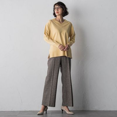 大きいサイズ】ウールラメシャンブレーパンツ | la.f（Women/大きい