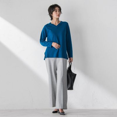 ファビアナフィリッピ ワイドパンツ オーバーサイズ XS ライトグレー 大きいサイズ】両面起毛ワイドパンツ | la.f（Women/大きいサイズ