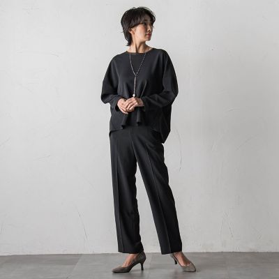 大きいサイズ】ハイストレッチカルゼストレートパンツ | la.f