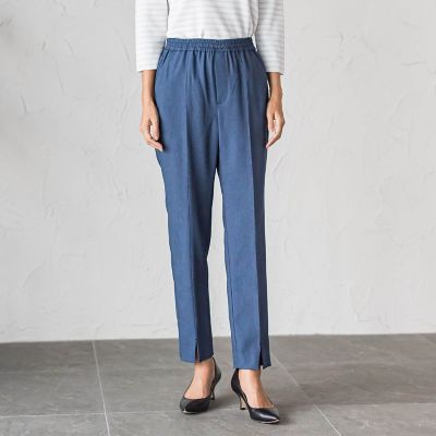＜la.f...（Women/大きいサイズ）＞【ＷＥＢ限定／大きいサイズ】“美脚デニム見え”裾スリットテーパードパンツ