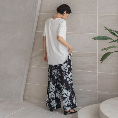 大きいサイズ】リーフプリントワイドパンツ | la.f (Women/大きい