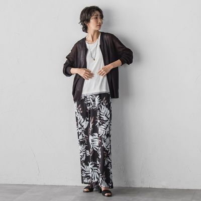大きいサイズ】リーフプリントワイドパンツ | la.f (Women/大きい