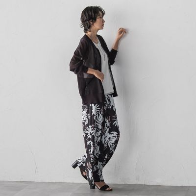 大きいサイズ】リーフプリントワイドパンツ | la.f (Women/大きい