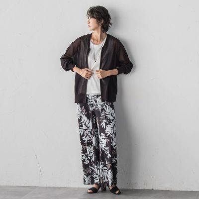 大きいサイズ】リーフプリントワイドパンツ | la.f (Women/大きい