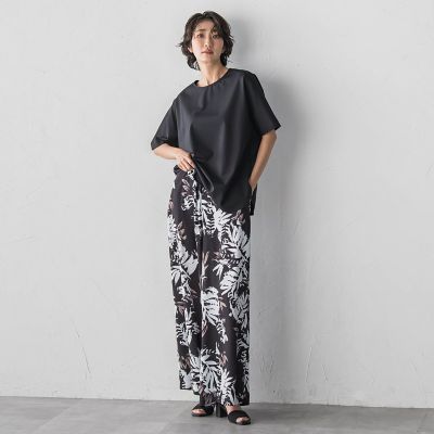 大きいサイズ】リーフプリントワイドパンツ | la.f (Women/大きい