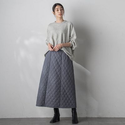 【大きいサイズ】キルトタフタスカート≪洗濯機で洗える≫