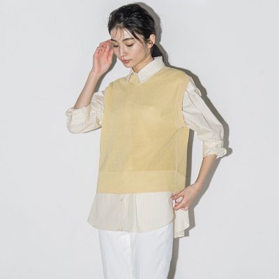 ＜la.f...（Women/大きいサイズ）＞【大きいサイズ】マルチｗａｙラメニットジレ≪手洗い可能≫