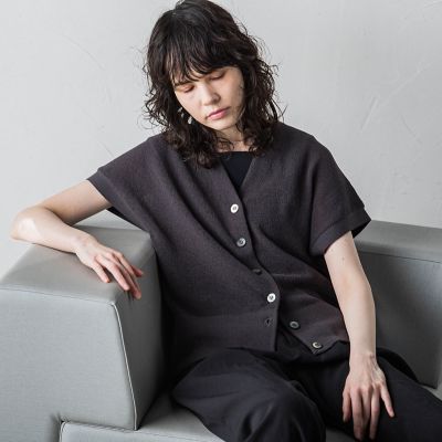 【大きいサイズ】片畦サマーニットジレ≪手洗い可能／防しわ≫