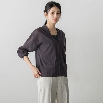 【大きいサイズ】ジップブルゾン風カーディガン≪手洗い可能／防しわ≫