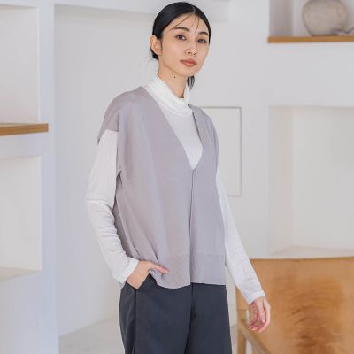 【大きいサイズ】Ｖネックニットジレ≪手洗い可能≫