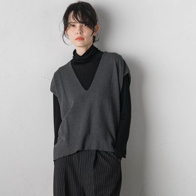 【大きいサイズ】Ｖネックニットジレ≪手洗い可能≫