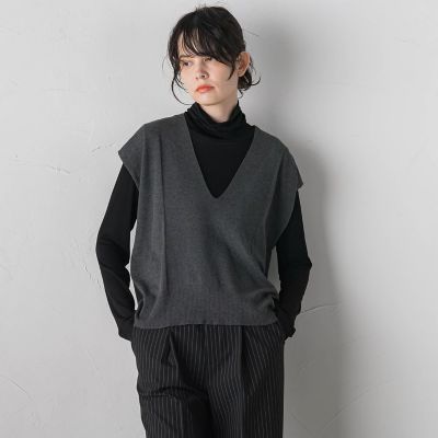 【大きいサイズ】Ｖネックニットジレ≪手洗い可能≫