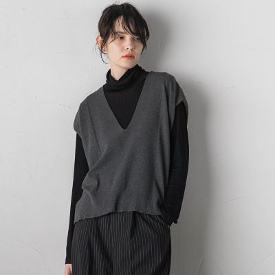 【大きいサイズ】Ｖネックニットジレ≪手洗い可能≫