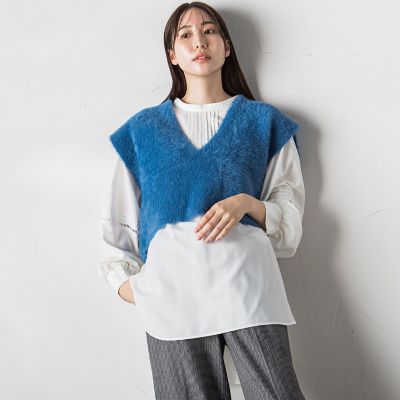 【大きいサイズ／カタログ掲載】シャギーニットベスト≪手洗い可能≫