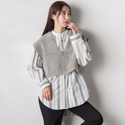 【大きいサイズ／カタログ掲載】シャギーニットベスト≪手洗い可能≫