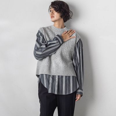 la.f...（Women/大きいサイズ）/ラ　エフ L （大きいサイズ） 【大きいサイズ】HAMILTONニットベスト≪手洗い可能≫