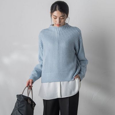 ＜la.f...（Women/大きいサイズ）＞【大きいサイズ】メッシュラメニット≪手洗い可能≫