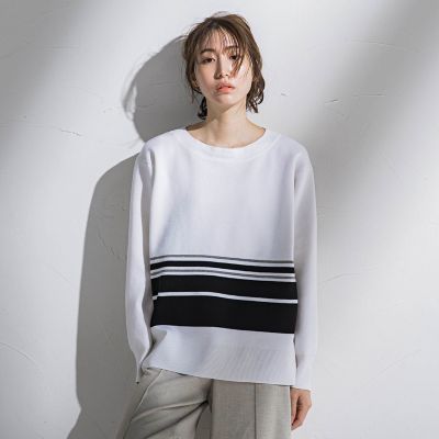 la.f...（Women/大きいサイズ）/ラ　エフ L （大きいサイズ） 【大きいサイズ】ボートネックニット≪手洗い可能≫