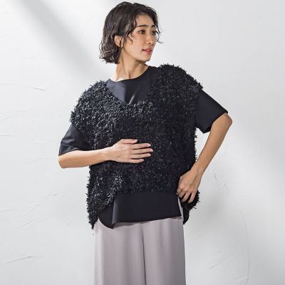 ＜la.f...（Women/大きいサイズ）＞【大きいサイズ】チュールモールニット≪手洗い可能≫