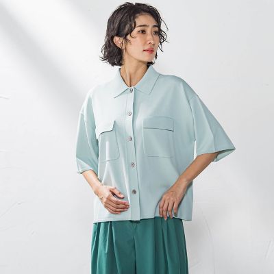 【大きいサイズ】ポケット付き襟ニット≪手洗い可能≫