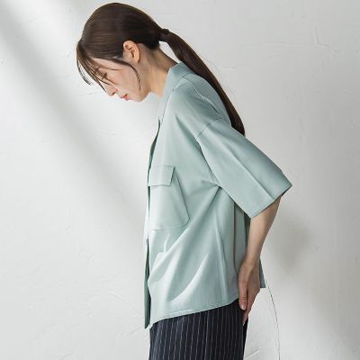 【大きいサイズ】ポケット付き襟ニット≪手洗い可能≫