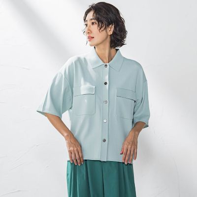【大きいサイズ】ポケット付き襟ニット≪手洗い可能≫