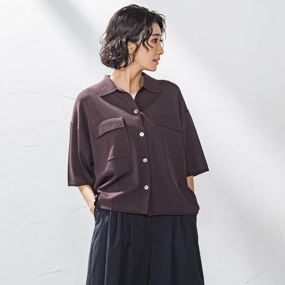 【大きいサイズ】ポケット付き襟ニット≪手洗い可能≫