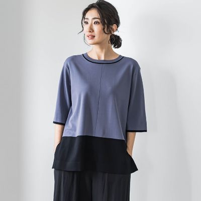 la.f...（Women/大きいサイズ）/ラ　エフ L （大きいサイズ） 【大きいサイズ】Ｔシャツ風ニットプルオーバー≪手洗い可能≫
