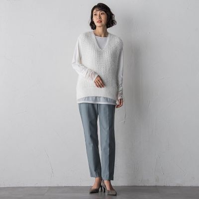 大きいサイズ】透かしフェザーニットジレ | la.f（Women/大きい