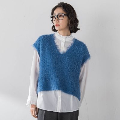 ＜la.f...（Women/大きいサイズ）＞【大きいサイズ】透かしフェザーニットジレ