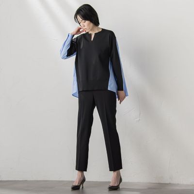 大きいサイズ】バックギャザー切り替えニット≪手洗い可能≫ | la.f