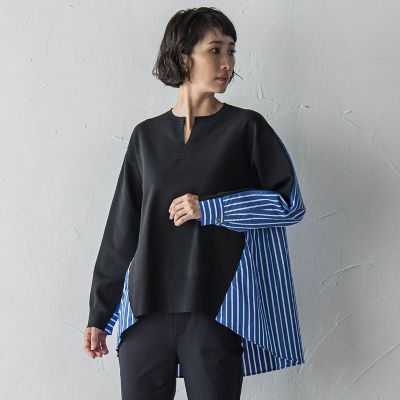 ＜la.f...（Women/大きいサイズ）＞【大きいサイズ】バックギャザー切り替えニット≪手洗い可能≫