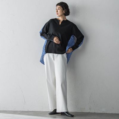 大きいサイズ】バックギャザー切り替えニット≪手洗い可能≫ | la.f