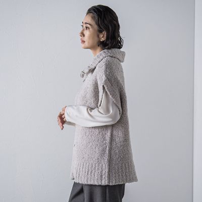 大きいサイズ】カーリングヤーンジップジレ≪手洗い可能≫ | la.f