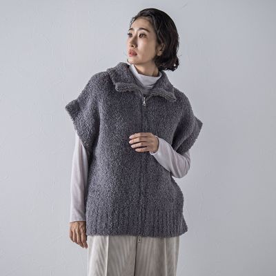 ＜la.f...（Women/大きいサイズ）＞【大きいサイズ】カーリングヤーンジップジレ≪手洗い可能≫